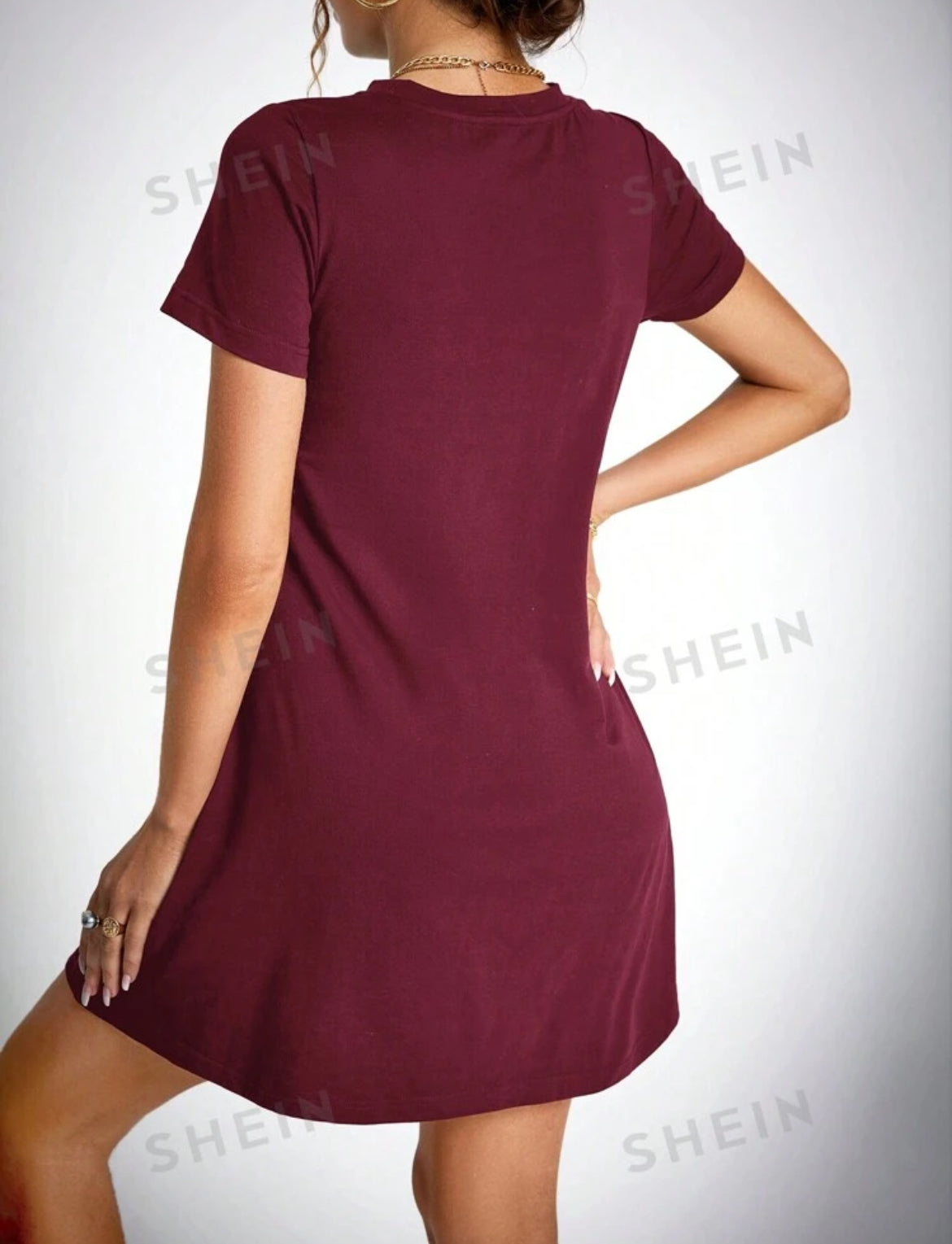 SHEIN Tall Vestido De Mujer De Manga Corta Con Cuello Redondo