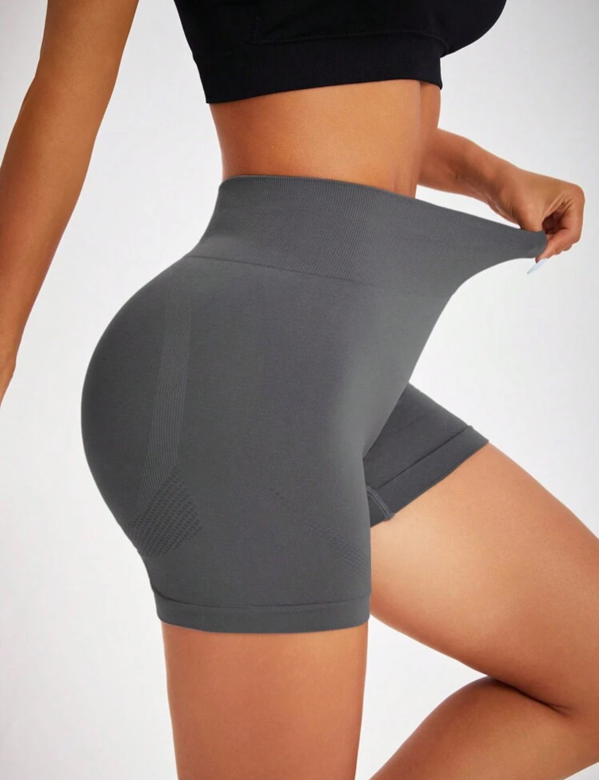 Yoga Basic Shorts deportivos sin costuras de cintura alta y ajuste delgado de color liso para mujer