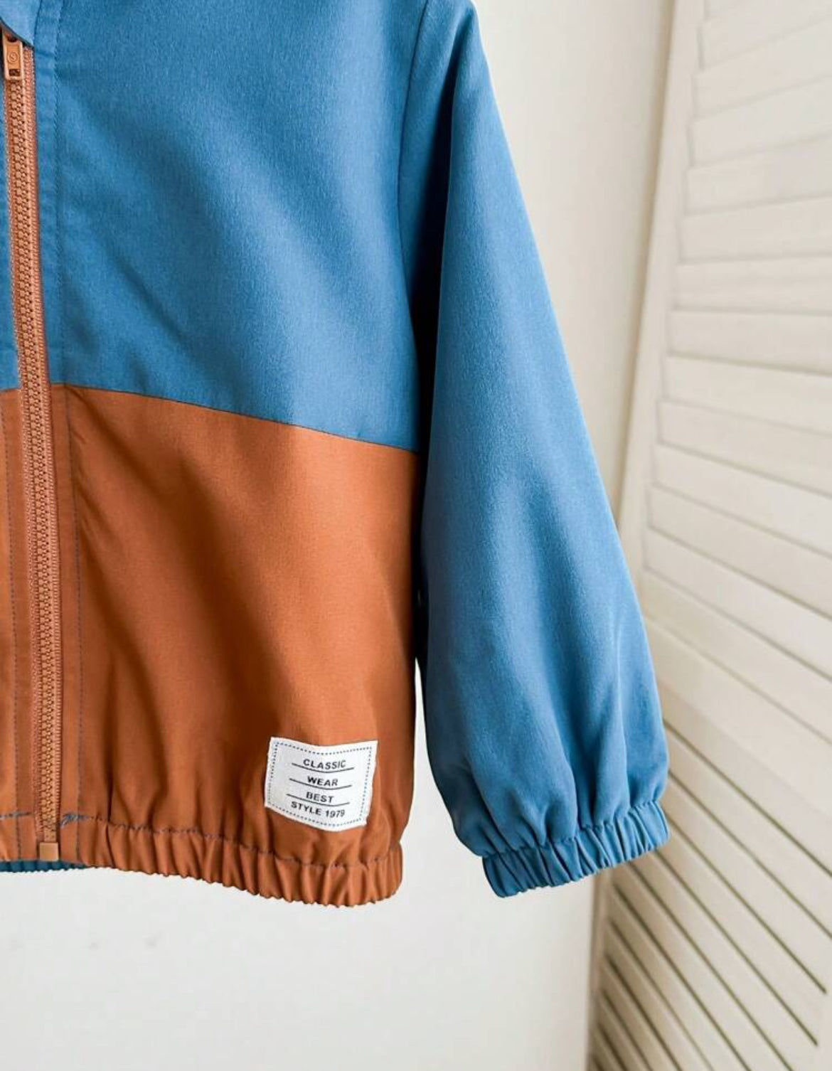 SHEIN Chaqueta con capucha con cremallera y bloque de color para niño bebé, ropa exterior informal a juego para todos los días, ropa de otoño/invierno